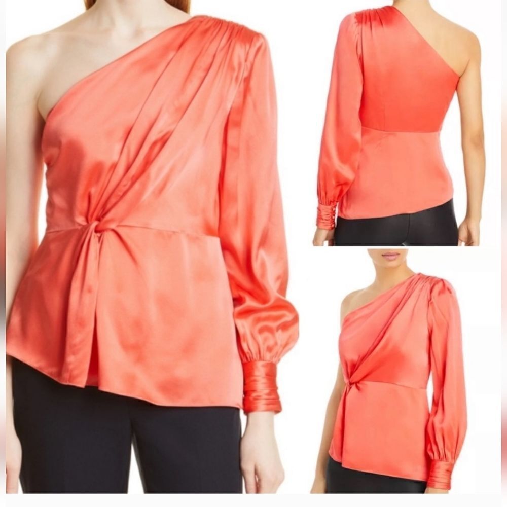 🤩HOST PICK 🤩NWT $395 Cinq a Sept Stace one shoulder 100% silk top